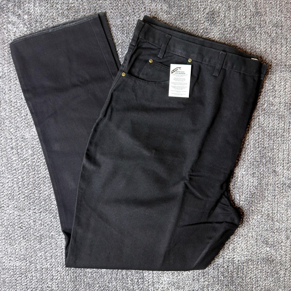 King Size Mens Black Denim Jeans 54x38 Straight Leg 100% Cotton Big & Tall NWT